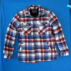 Jack South Youth XL Blue India Ink Plaid Sherpa Lined Shirt/Jacket